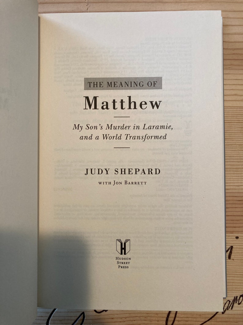 First Edition of The Meaning of Matthew by Judy Shepard Etsy