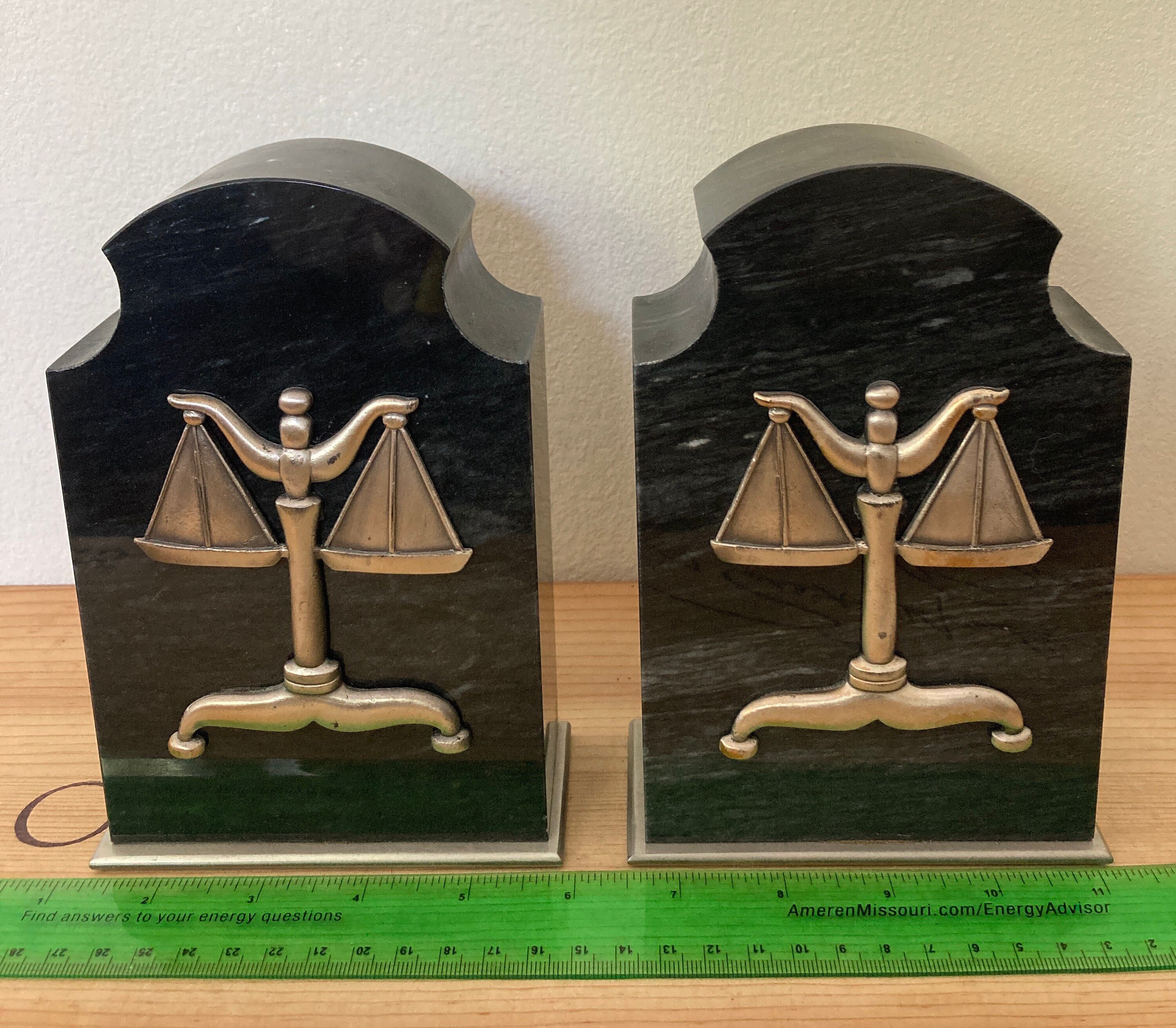Vintage Granite Bookends w/ Scales | Etsy