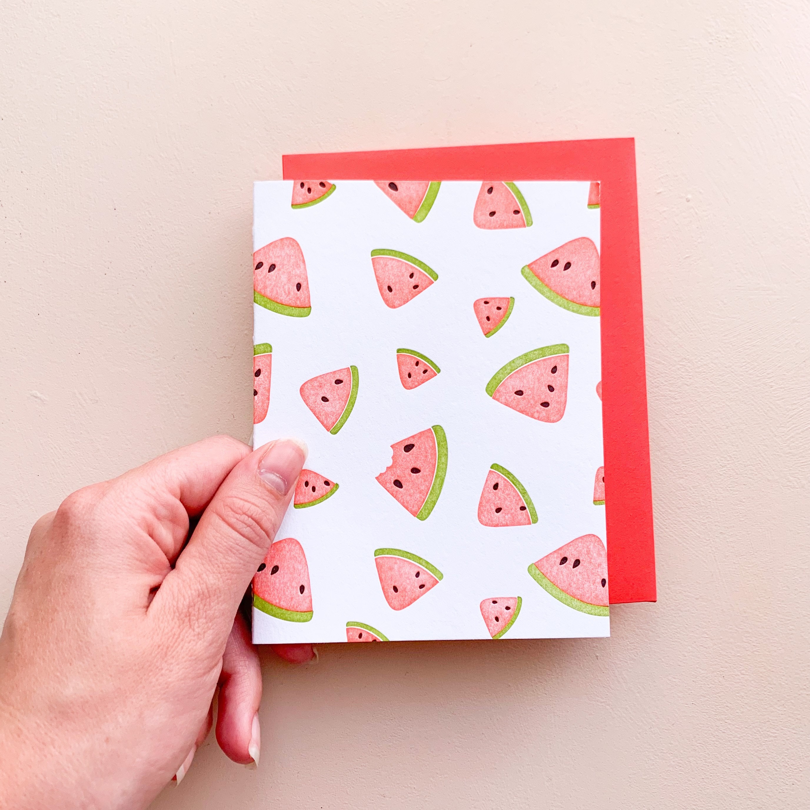 Cute Fruit Card Watermelon Letterpress Summer Greeting Etsy Nederland