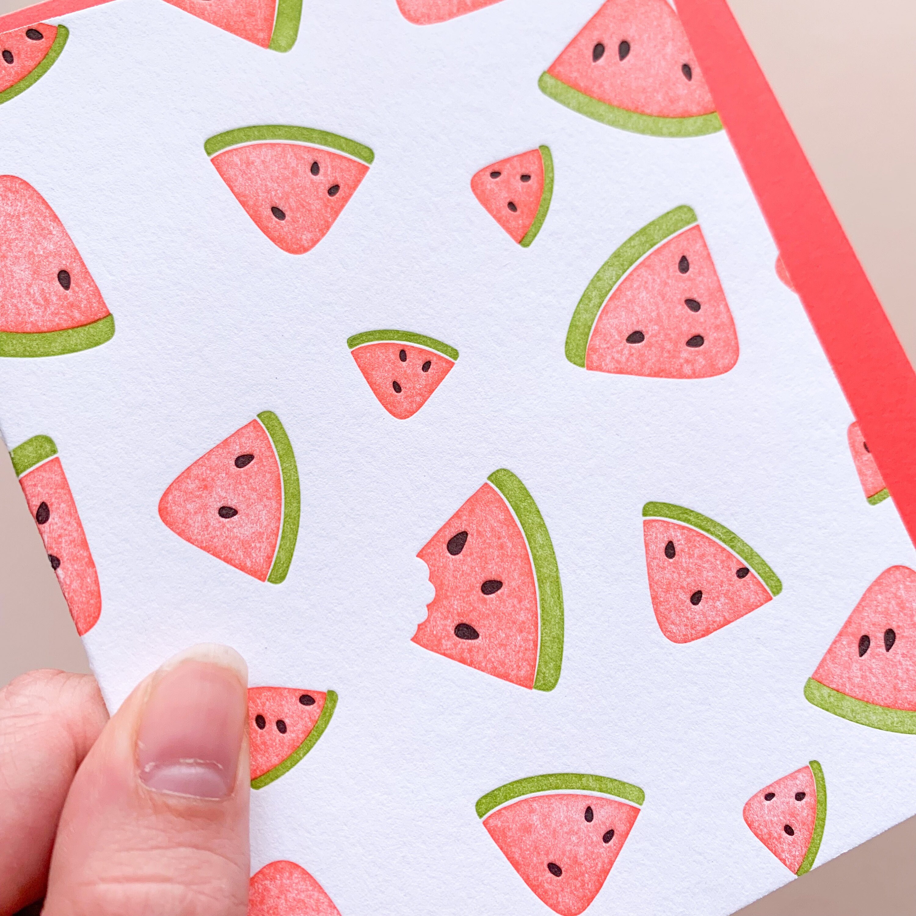 Cute Fruit Card Watermelon Letterpress Summer Greeting Etsy Nederland