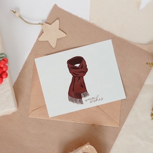 Warm Wishes, Red Scarf, An All Too Well Holiday for Swift mas, Boxed Set or Single Card, Blank Interior, Personalization Available