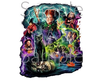 Hocus Pocus Halloween Shirt Sanderson Sisters Hocus Pocus tekens sublimatie ontwerp herfst PNG clipart-bestand digitale download T-shirt