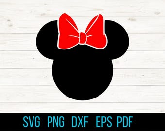 Minnie Mouse hoofd silhouet - digitale download, instant download, inclusief svg-, dxf-, eps- en png-bestanden! Bestanden knippen voor Cricut en Silhouette