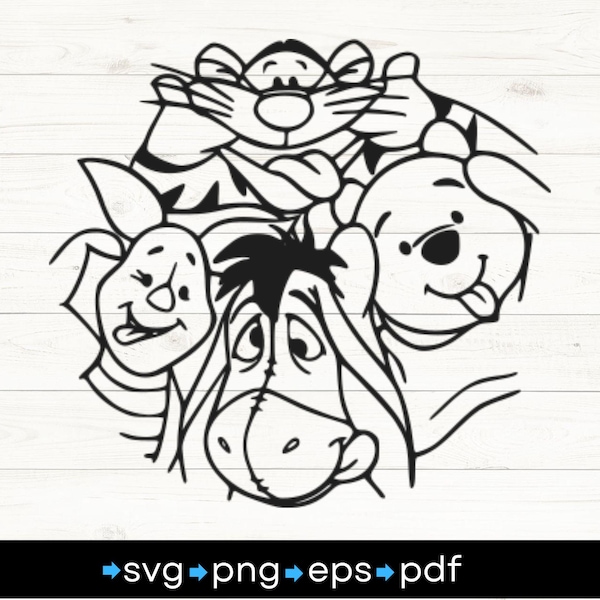 くまのプーさん SVG、くまのプーさん クリップアート、アウトライン、カットファイル、カットファイル