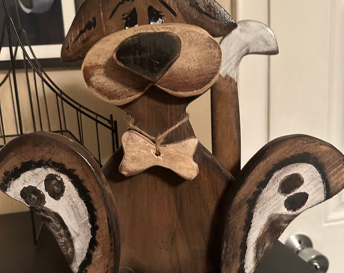 Hand Painted Wood Animal Shelf Sitter: Rooster, Pig, Moose, Polar Bear, Duck, Dog