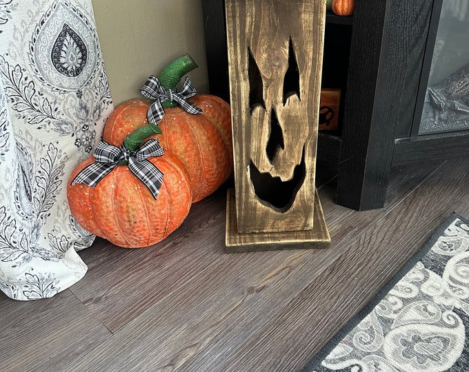 Jack o lantern made from wood