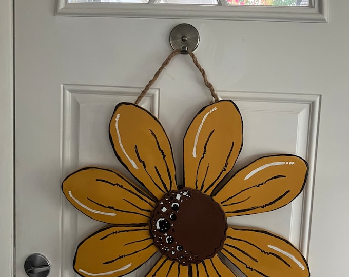 wood sunflower hanging decoration 23” x 23”