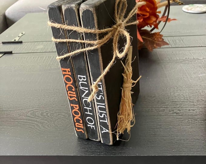 Set of 3 Wood Books: Rustic Home Decor