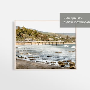 California Beach Print, Beach at Paradise Cove, Digital Download, Ocean Waves Surf Print, Pardadise Cove Beach, Boho Decor