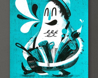 Happy Go Lucky (Blue) - Screen Print