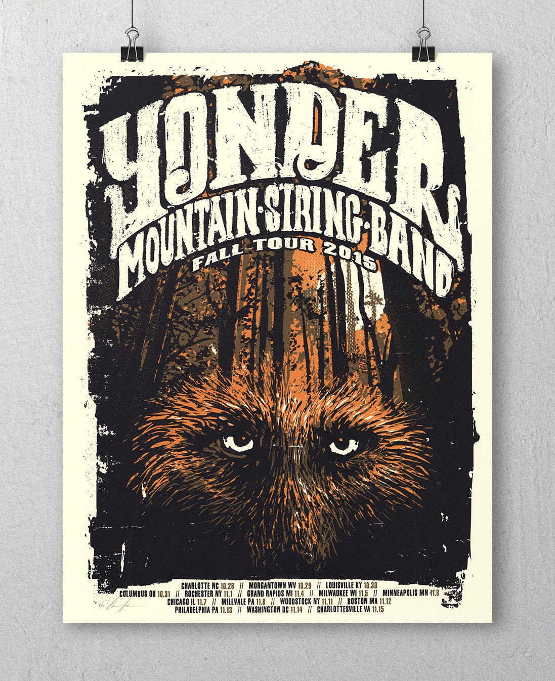 YONDER MOUNTAIN STRING BAND 2015 Gig POSTER Portland Oregon Concert YONDER MOUNTAIN STRING BAND 2015 Gig POSTER Portland Oregon Concert