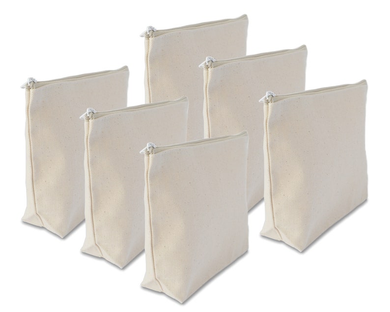 6 Pack LRG Zipper pouch 100 Cotton canvas blank bulk Etsy