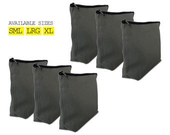 6 Pack - Gray Zipper Pouch 100% Cotton canvas| blank bulk | DIY arts & crafts | cosmetic | travel | wedding favors | monogram gift ideas