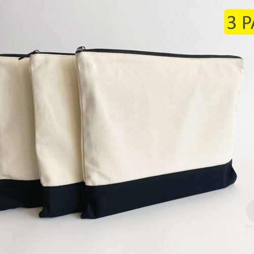 6 Pack XL Zipper Pouch 100 Cotton Canvas Blank Bulk Etsy