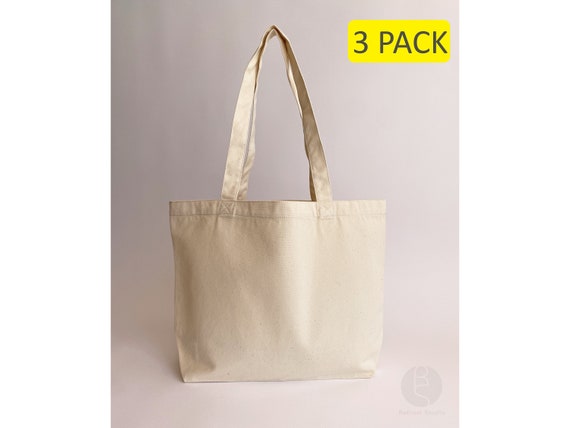 Pack 12oz Wide Tote Bag 100% Cotton Canvas Blank Bulk