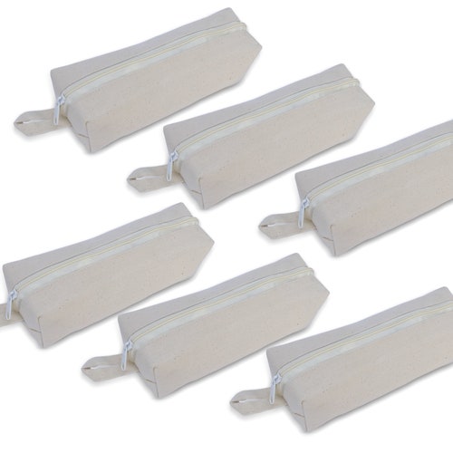 6 Pack Pencil Zipper Pouch 100 Cotton Canvas Blank Bulk Etsy