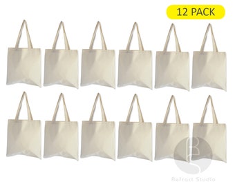 12 Pack - 6oz Tote Bag - 100% Cotton | blank Bulk | reusable | DIY arts & crafts | groceries | wedding favors | company branding | school