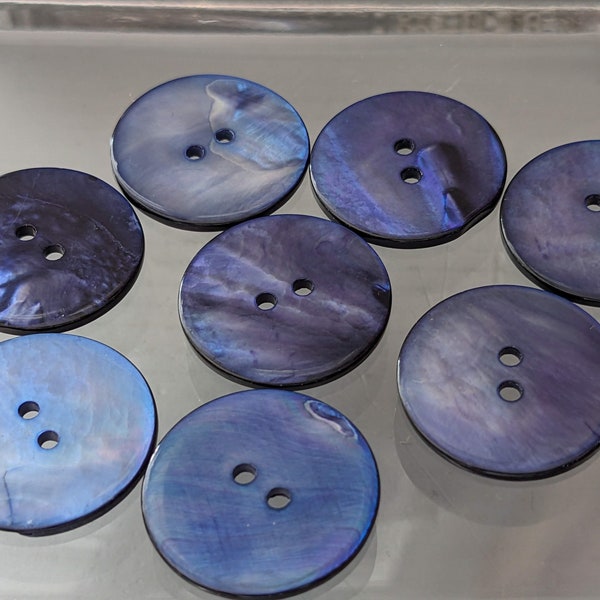 8x magnifiques boutons en nacre - nuances de bleu ou marron - 23 mm