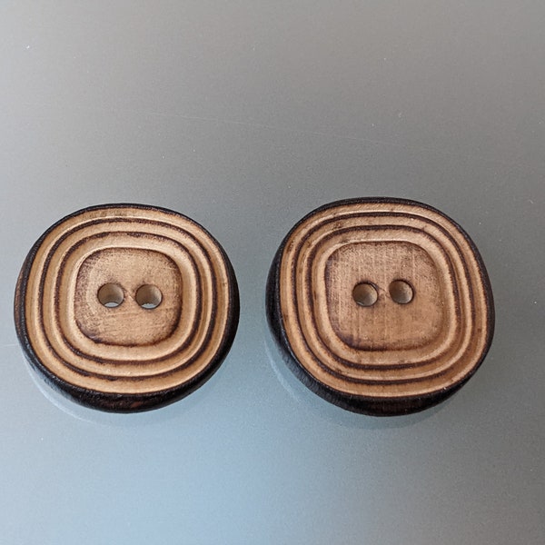 5x interesting wooden buttons - light brown with grooves - flamed - 27 mm or 29 mm - buttons