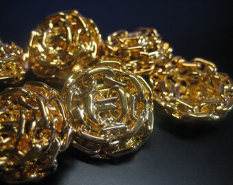 5x interesting metal buttons - gold - &quot;chain&quot; - 17 mm