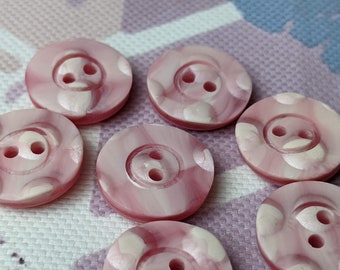 6x pretty plastic buttons - pink - 15 mm - buttons