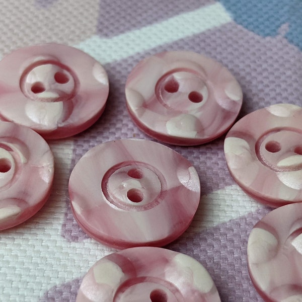 6x hübsche Kunststoff-Knöpfe - Rosa - 15mm - Buttons