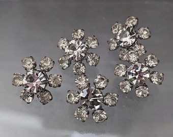 5x / 10x edler, hochwertiger Metall-Strassknopf - 18mm - Strass  - Knopf mit Strass