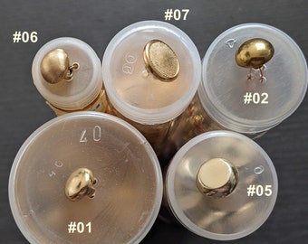 10x Buttons - gold-colored - hemispherical - 10 mm to 13 mm - with eyelet - choice of buttons