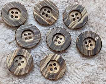 8x beautiful plastic buttons - brown mottled - 20 mm