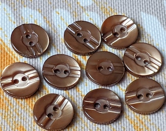 10x beaux boutons en nacre - motif marron - 12 mm -