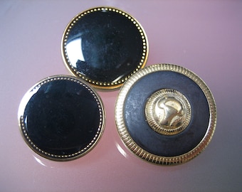 Selection - elegant metal buttons - black / gold - with bar - to choose from