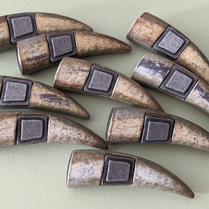 3x noble toggle button, buffalo horn look with metal 45 mm