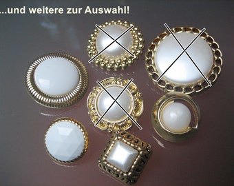 To choose from - elegant buttons - 5 pieces or as specified - white / gold - buttons
