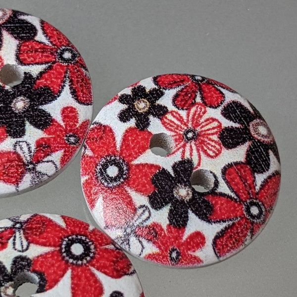 5x painted wooden buttons / costume / 18 mm - buttons