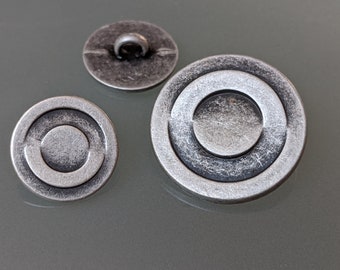 7x Metallknöpfe, Altsilber, matt, Öse - 15mm oder 23mm - Buttons