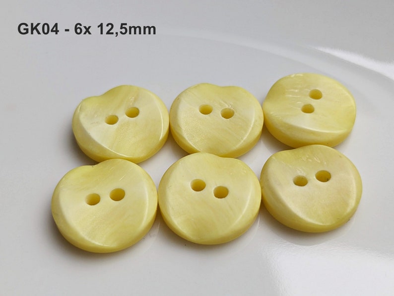 small, yellow plastic buttons to choose from 10 mm to 13 mm GK04 - 6x 12,5mm