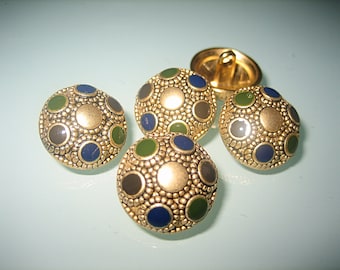 5x / 10x beautiful metal buttons - gold/colorful - 18 mm - buttons - traditional button