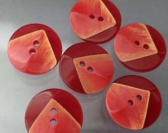 6x hübsche Knöpfe Rot mit Gold 16mm Buttons