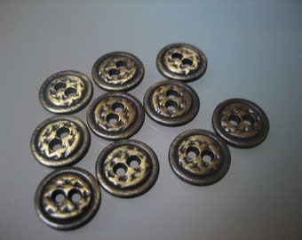 10x Small buttons/costume-old gold-10 mm-#28-blouse buttons, puppet buttons, costume buttons