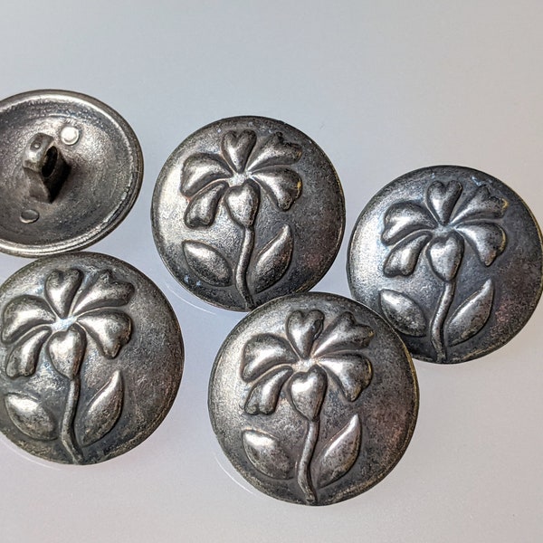5x Trachtenknöpfe - Floral pattern - metal - 23 mm - traditional buttons - Buttons