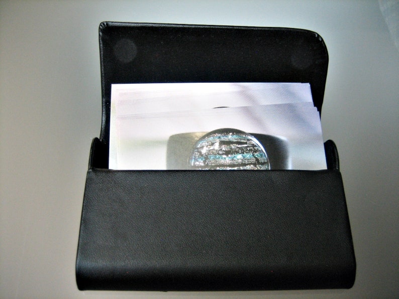 noble, matt black business card case magnetic closure imitation leather image 3