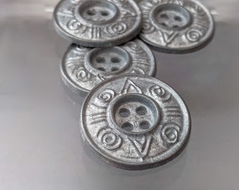5x Interesting metal buttons - silver with pattern matt - 26 mm - Buttons