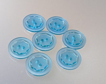 7x Kunststoff-Knöpfe - Türkis - klar - 17mm - Buttons