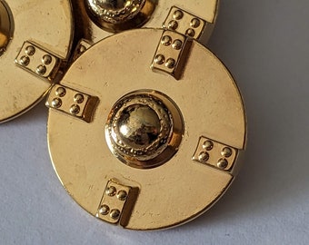 8x boutons métalliques spéciaux - dorés 22 mm - Boutons Larp