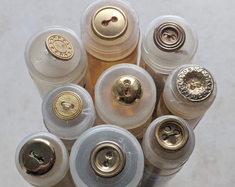 10x small gold buttons each, gold-colored buttons - 12 mm to 15 mm to choose from