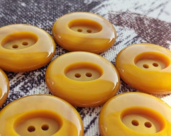 7x / 9x beautiful plastic buttons - honey yellow - oval look - 20 mm - buttons