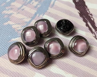 7x Botones de Traje - Botones Antiguos - "Glass Pink" - 12 mm - Botones - Larp