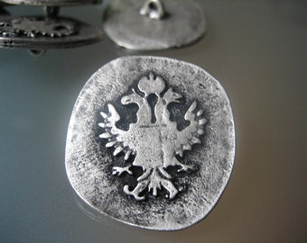 1 großer Metallknopf - Wappen - Metall - 31mm