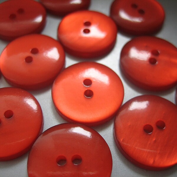 12x Buttons - Red - Plastic - 15 mm