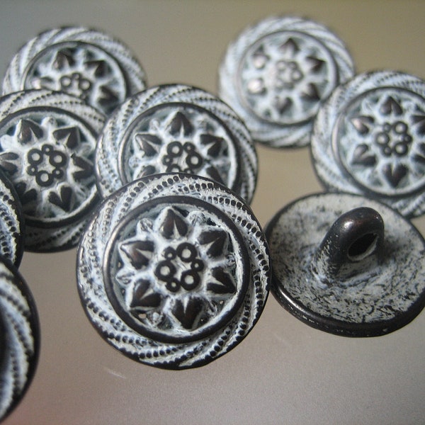 13x Trachtenknöpfe - floral pattern - metal - 13 mm - trahechet buttons, blouse buttons, doll buttons